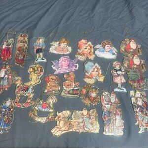 24 Die Cut Christmas Ornaments Santa Claus  Angel Victorian Merrimack Style
